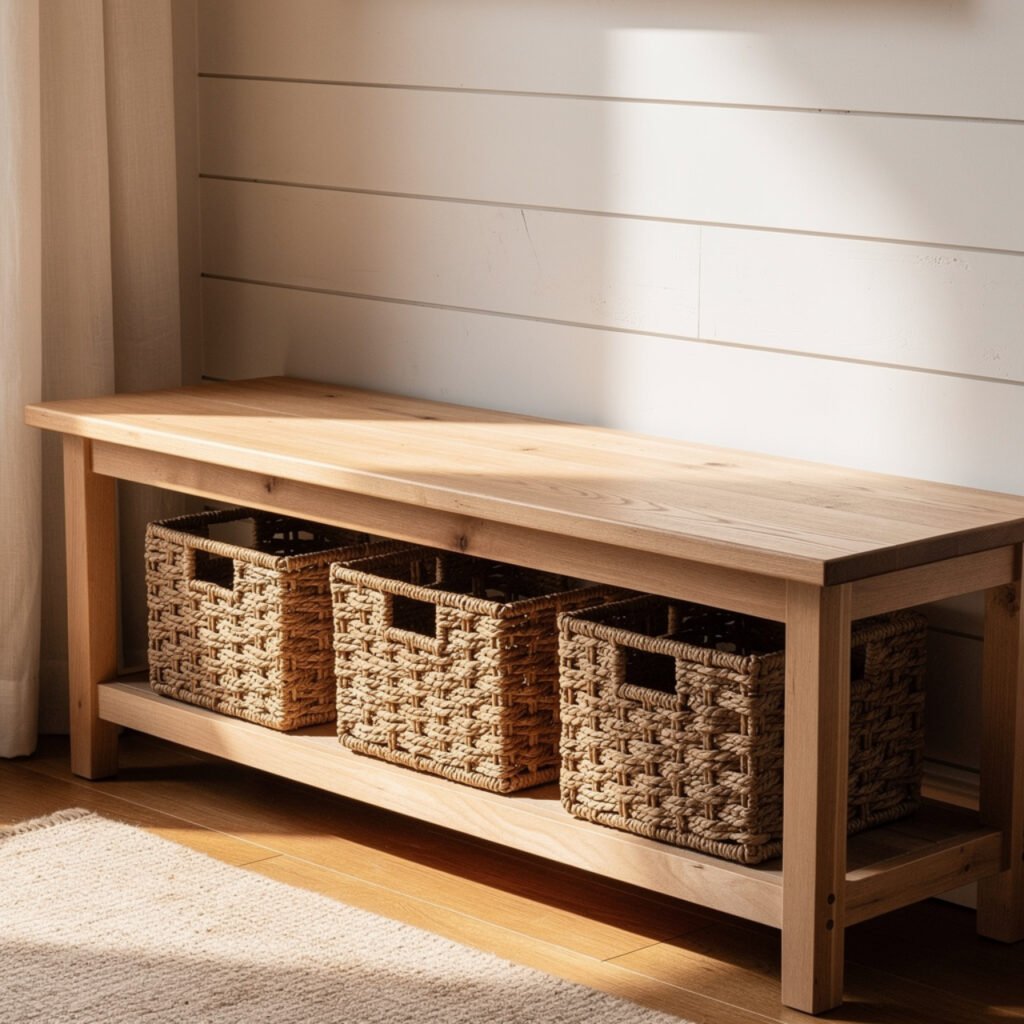 Entryway Bench with Baskets Ideas