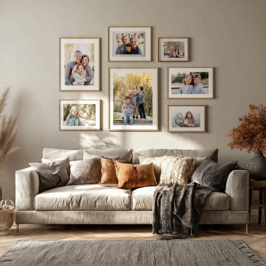 Family Photo Wall Above Sofa Ideas