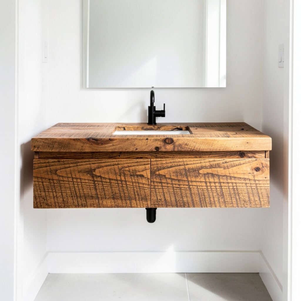 Floating Reclaimed Wood Vanity Ideas