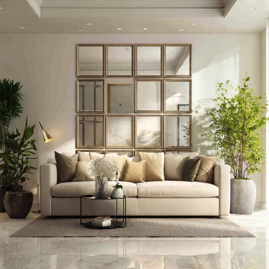 Mirror Wall Behind Sofa Ideas