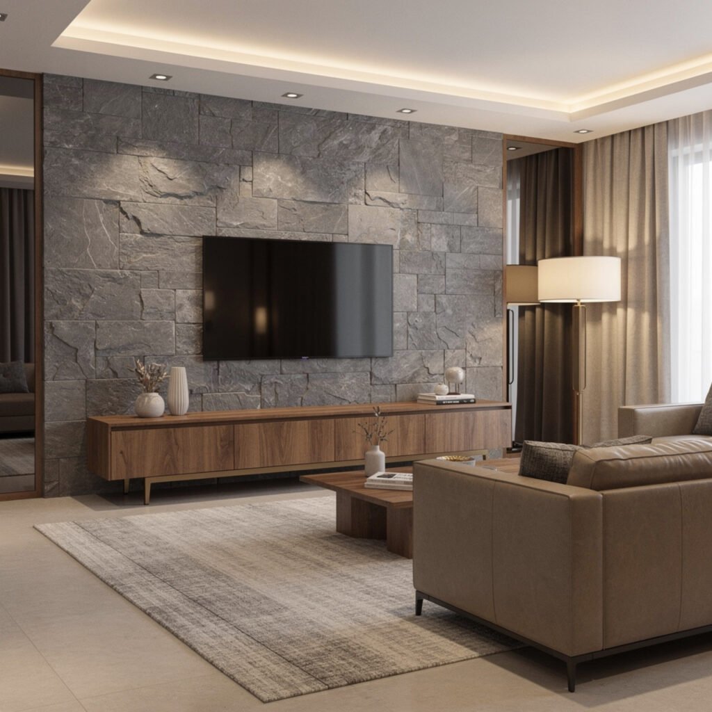 Stone Cladding TV Wall Idea