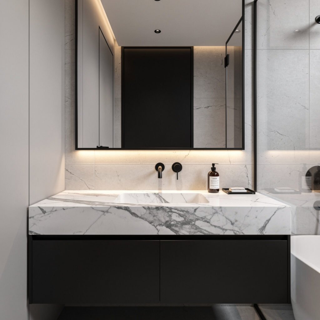 25 Black Bathroom Decor Ideas for Every Budget and Every Style 16 Black and Marble Bathroom Decor Ideas