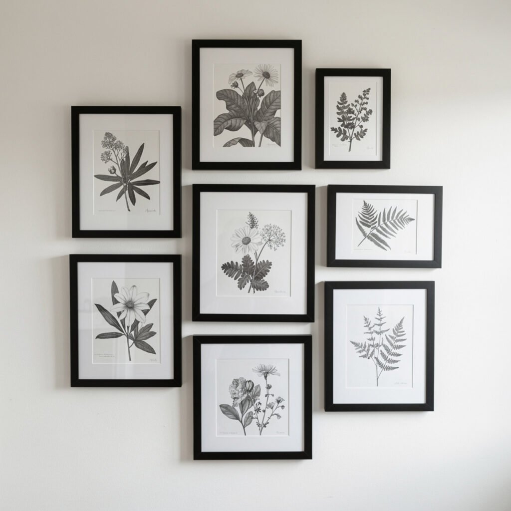 27 Black and Gold Gallery Wall Ideas That Turn Blank Walls Into Pure Art 2 Matte Black Frame Gallery Wall Ideas