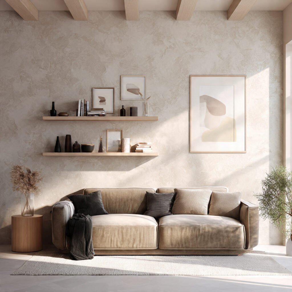 minimalist wall design ideas for a sofa area clean