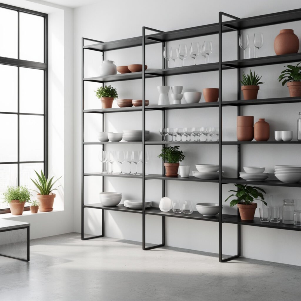 Black Open Shelving Kitchen Ideas