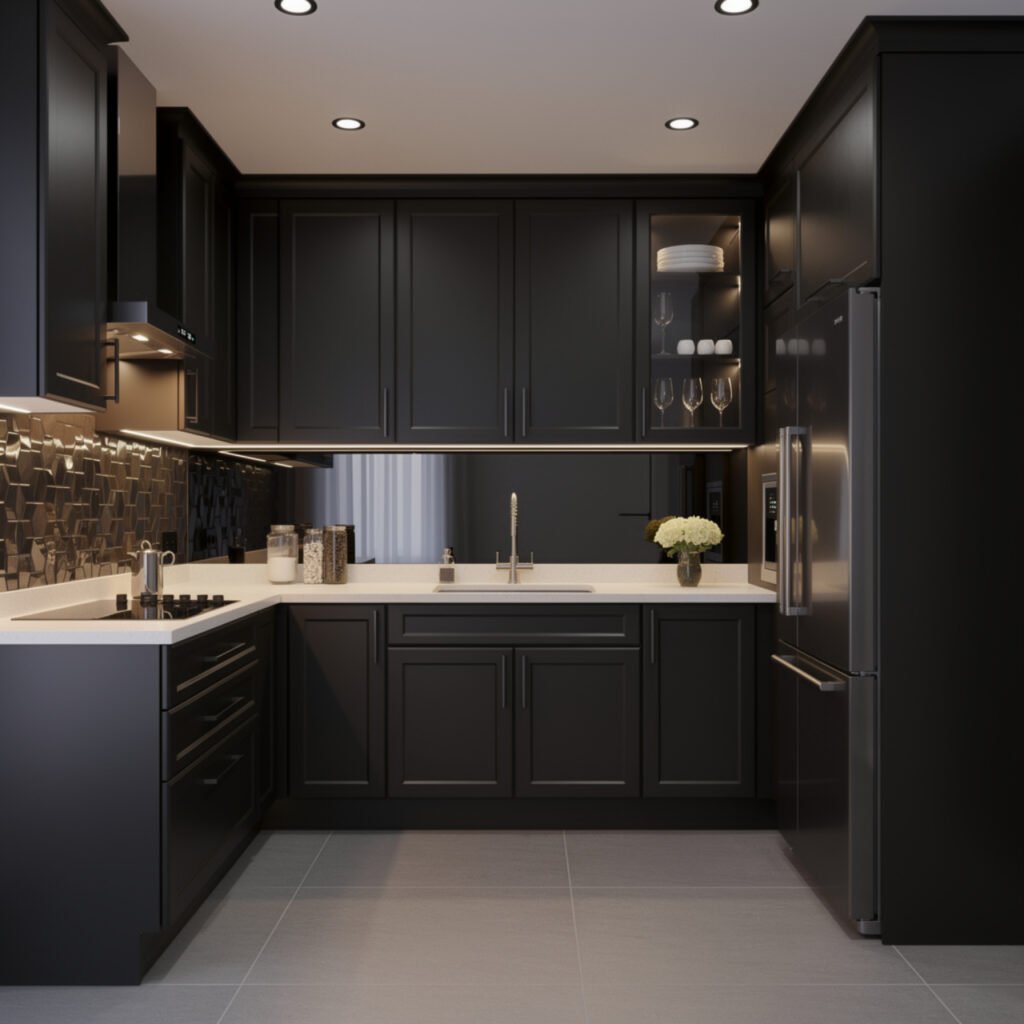 Small Black Kitchen Interior Ideas