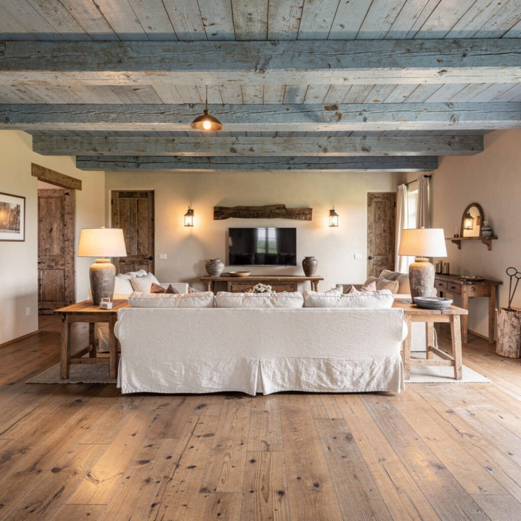 Rustic Blue Wood Beam Ceiling Ideas