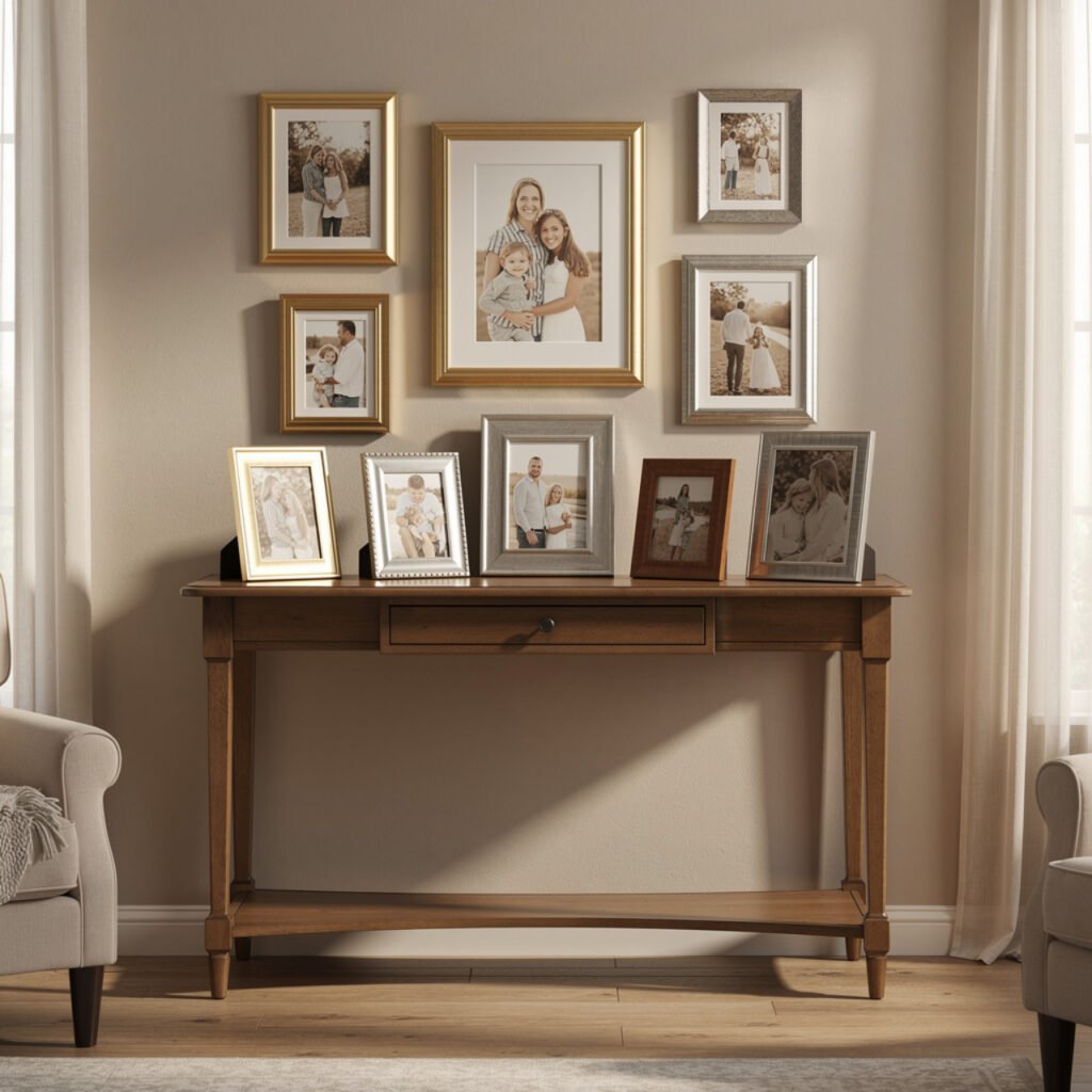 Console Table with Family Photos Ideas