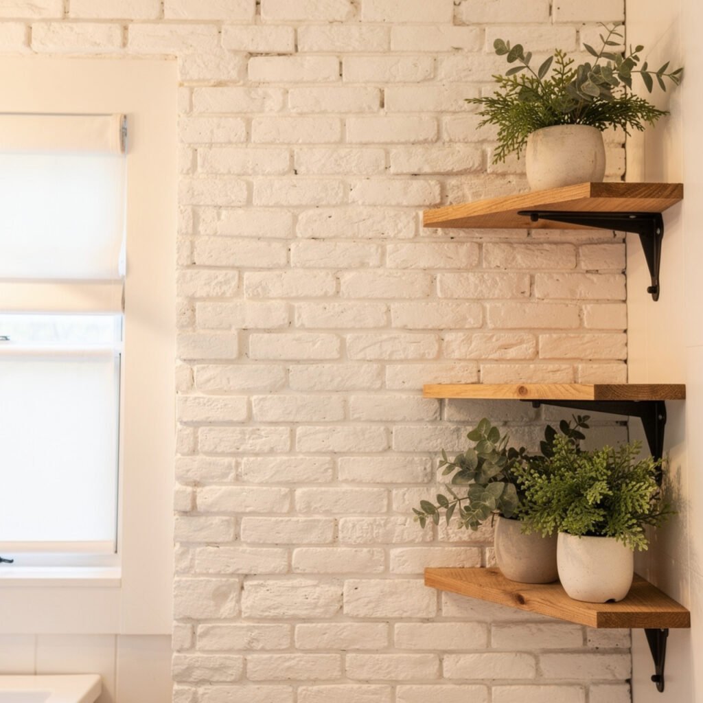  Painted diy farmhouse bathroom decor Painted Brick Wall Ideas