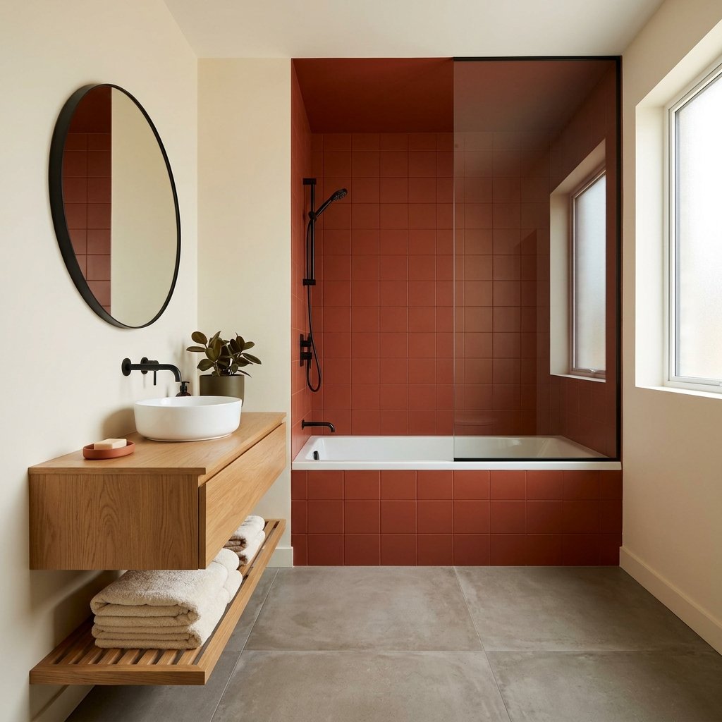 Fall Bathroom Aesthetic Color Blocking Ideas