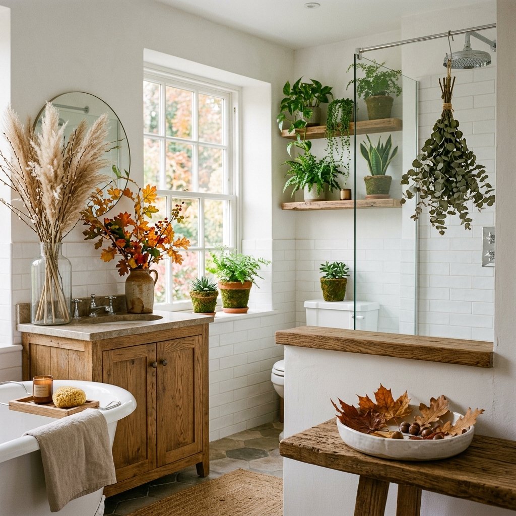 Autumn Plant Decor Bathroom Ideas