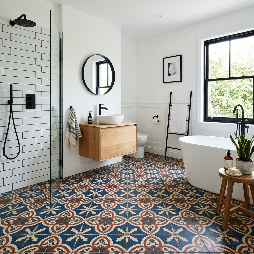 Patterned Bathroom Floor Tile Ideas