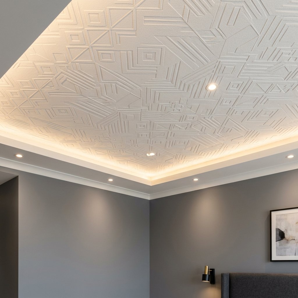 Textured Fall Ceiling Bedroom Designs