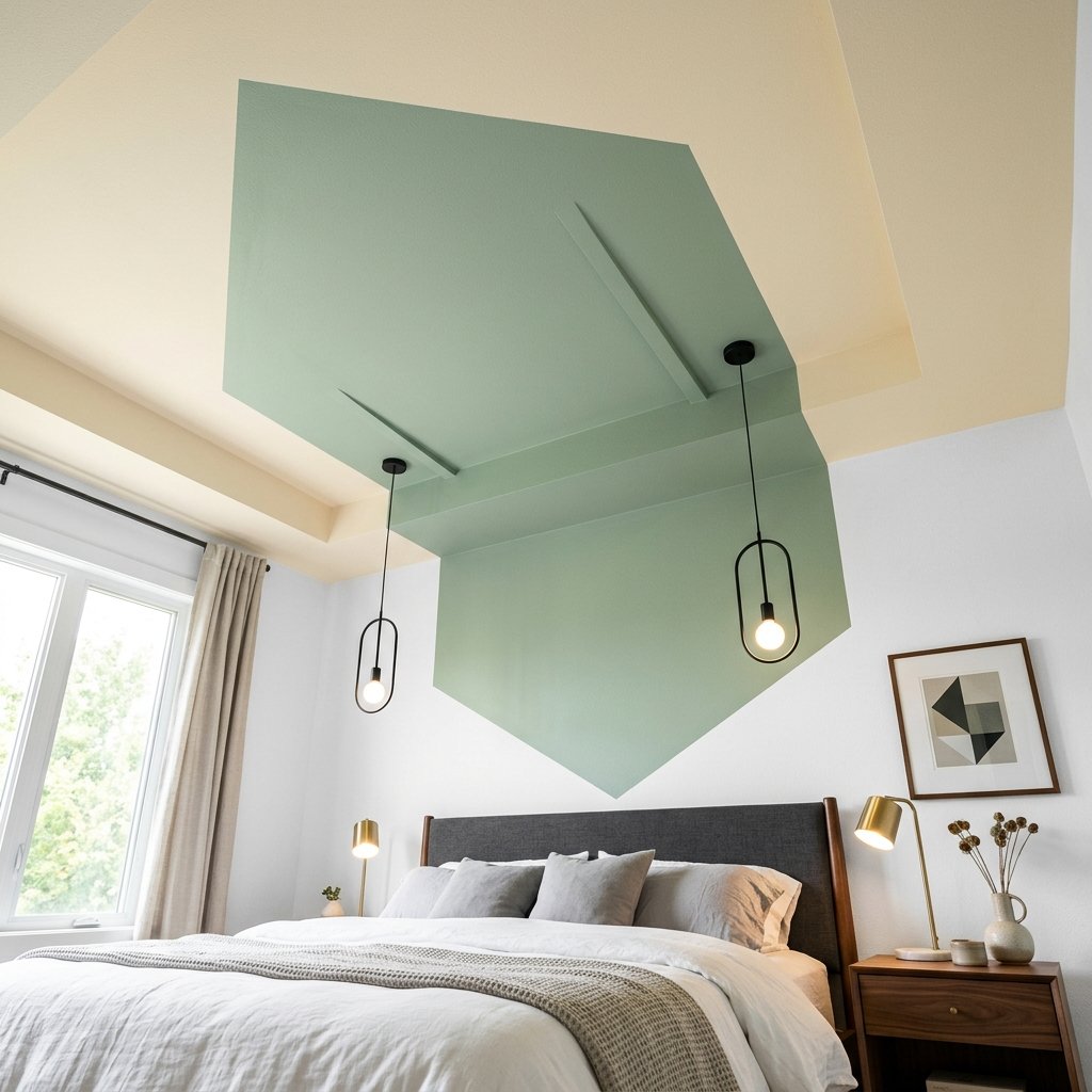 Color-Blocked False Ceiling Bedroom Ideas