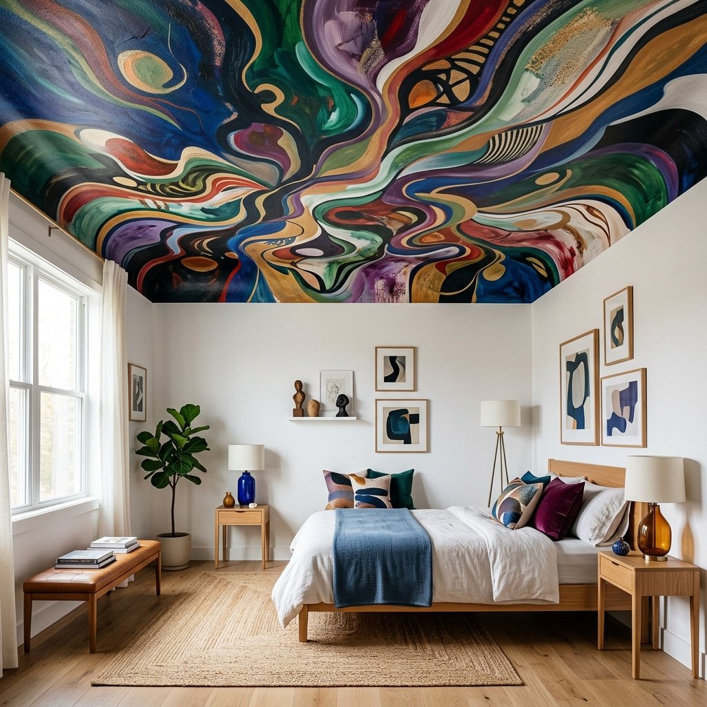 Artistic Hand-Painted Ceiling Bedroom Ideas