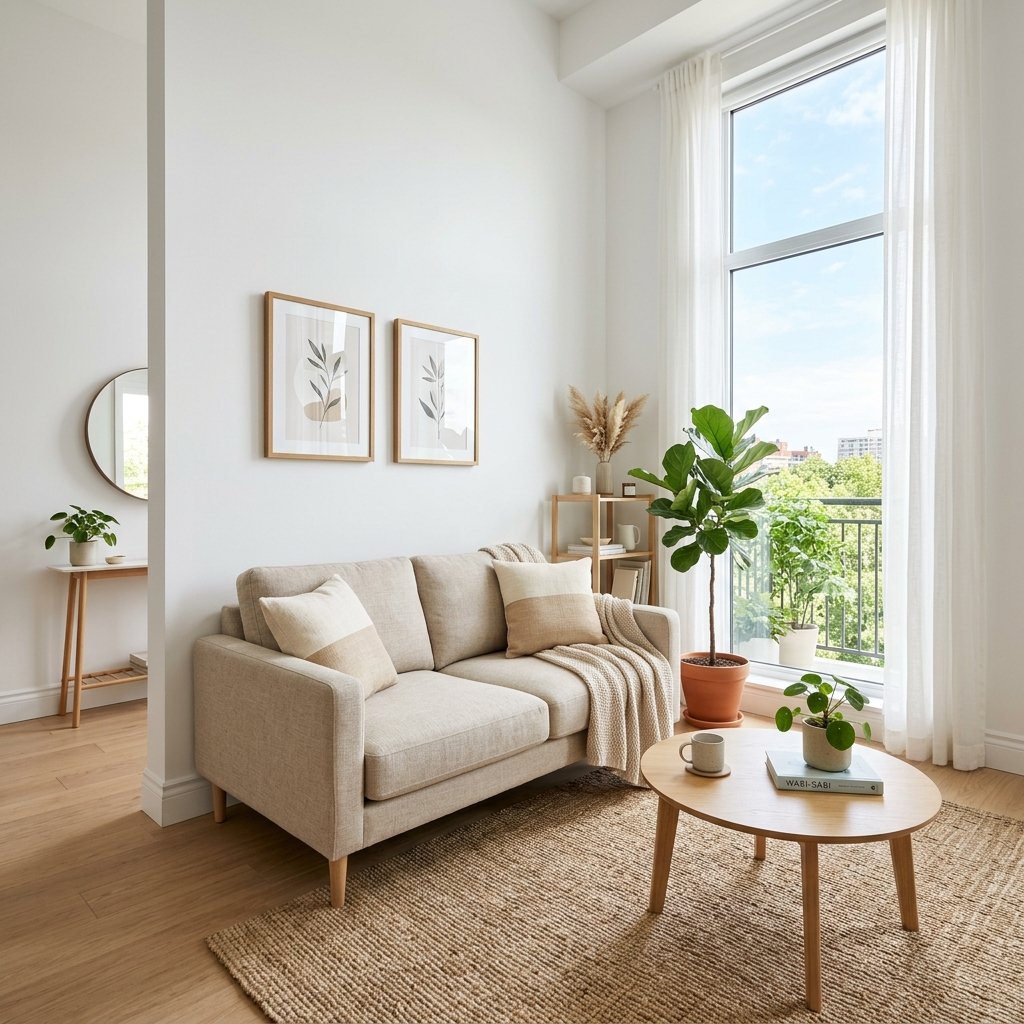 Neutral Color Sofas Creating Space Illusion