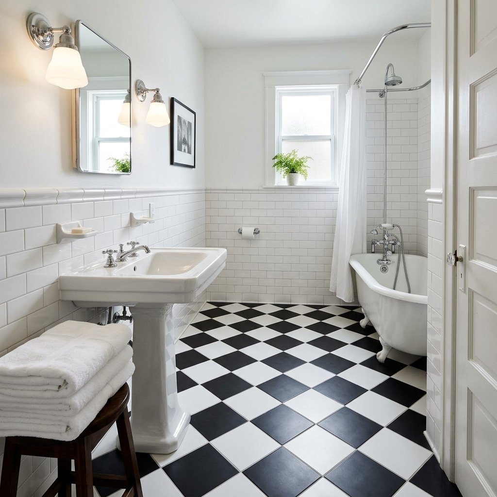 Black and White Bathroom Flooring Ideas