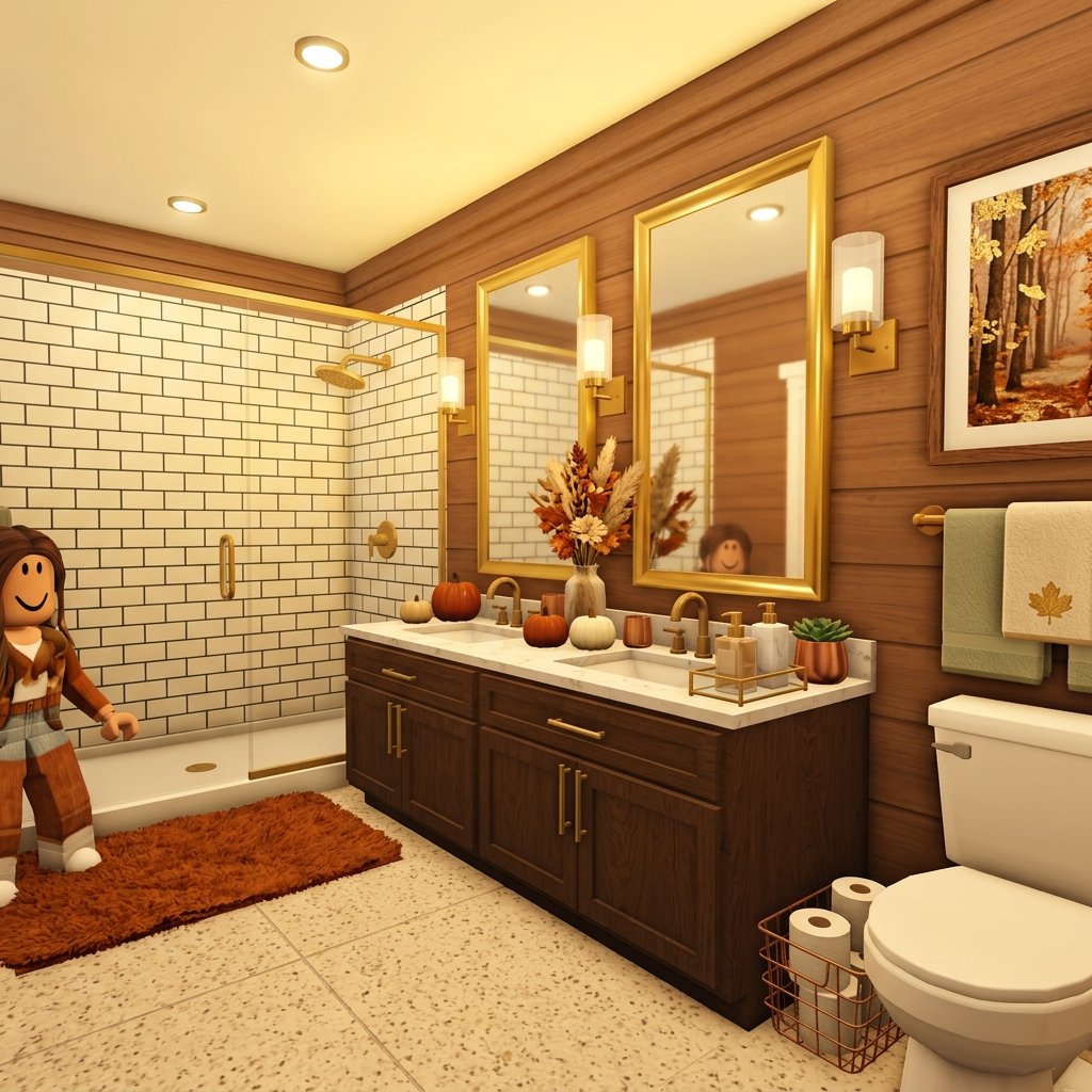 Gold Accent Fall Bathroom