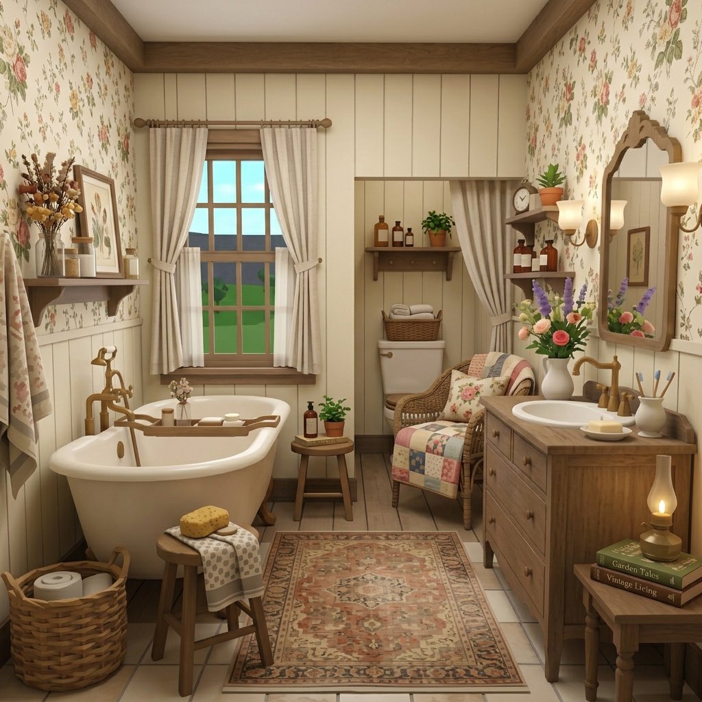 Cottage-Core Fall Bathroom Style
