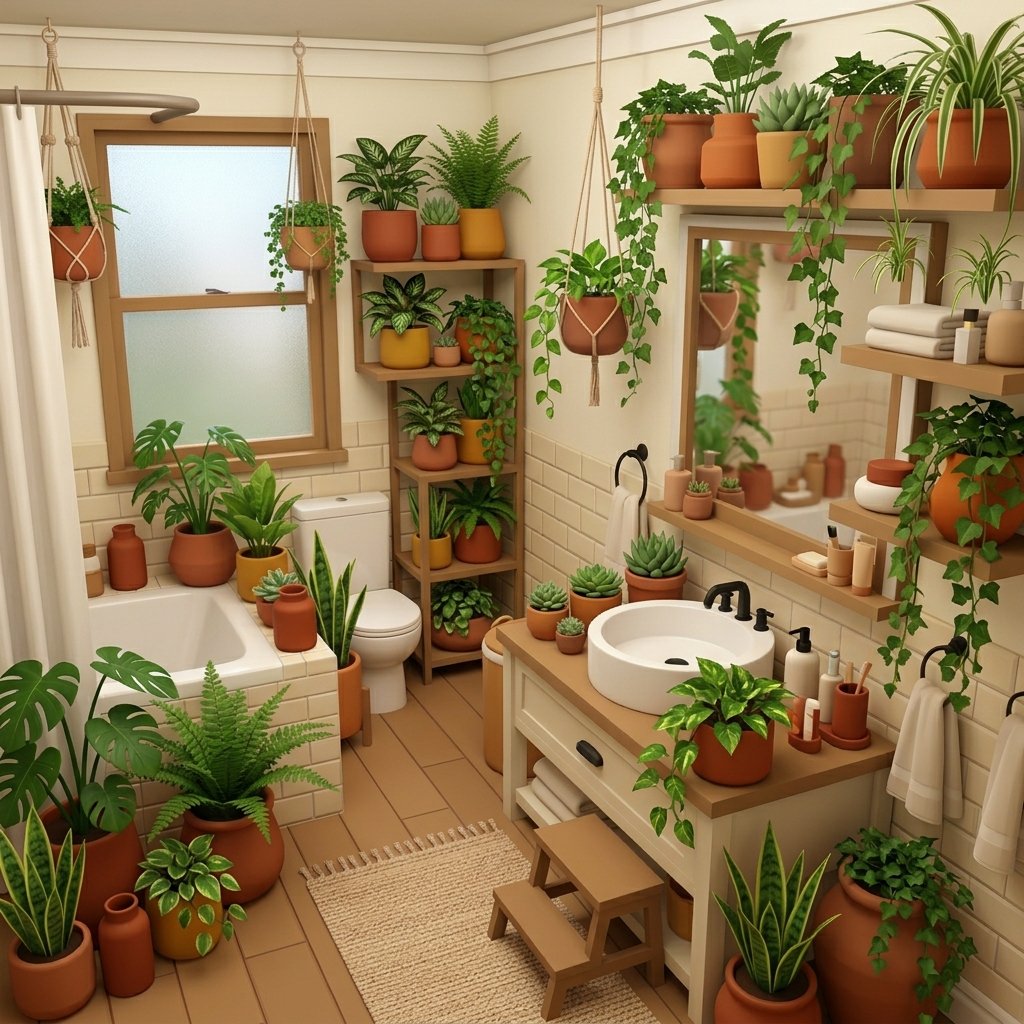 Plant-Filled Autumn Bathroom Ideas