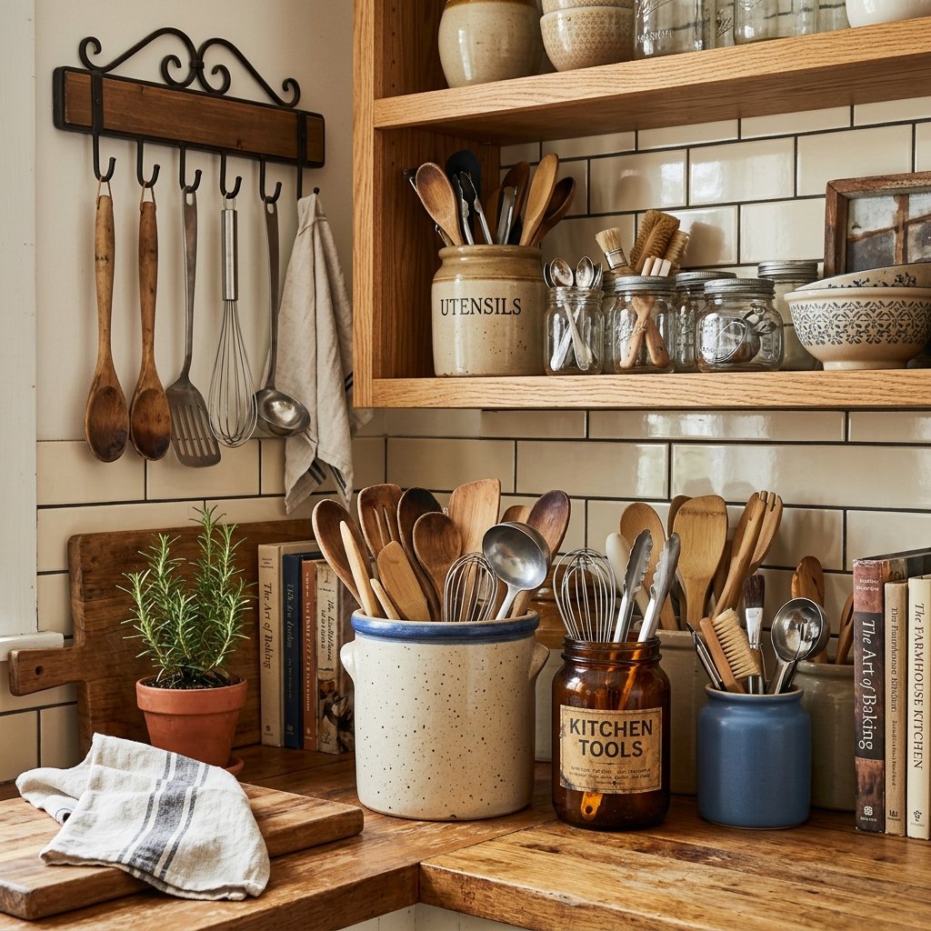 32 Fall Kitchen Decor Ideas: Transform Your Space Into Autumn's Coziest Room 26 Fall Kitchen Decor Utensil Storage Ideas