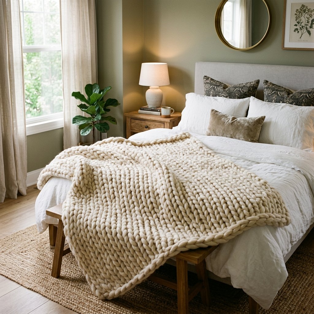 Chunky Knit Throw Blanket Ideas for Bedroom