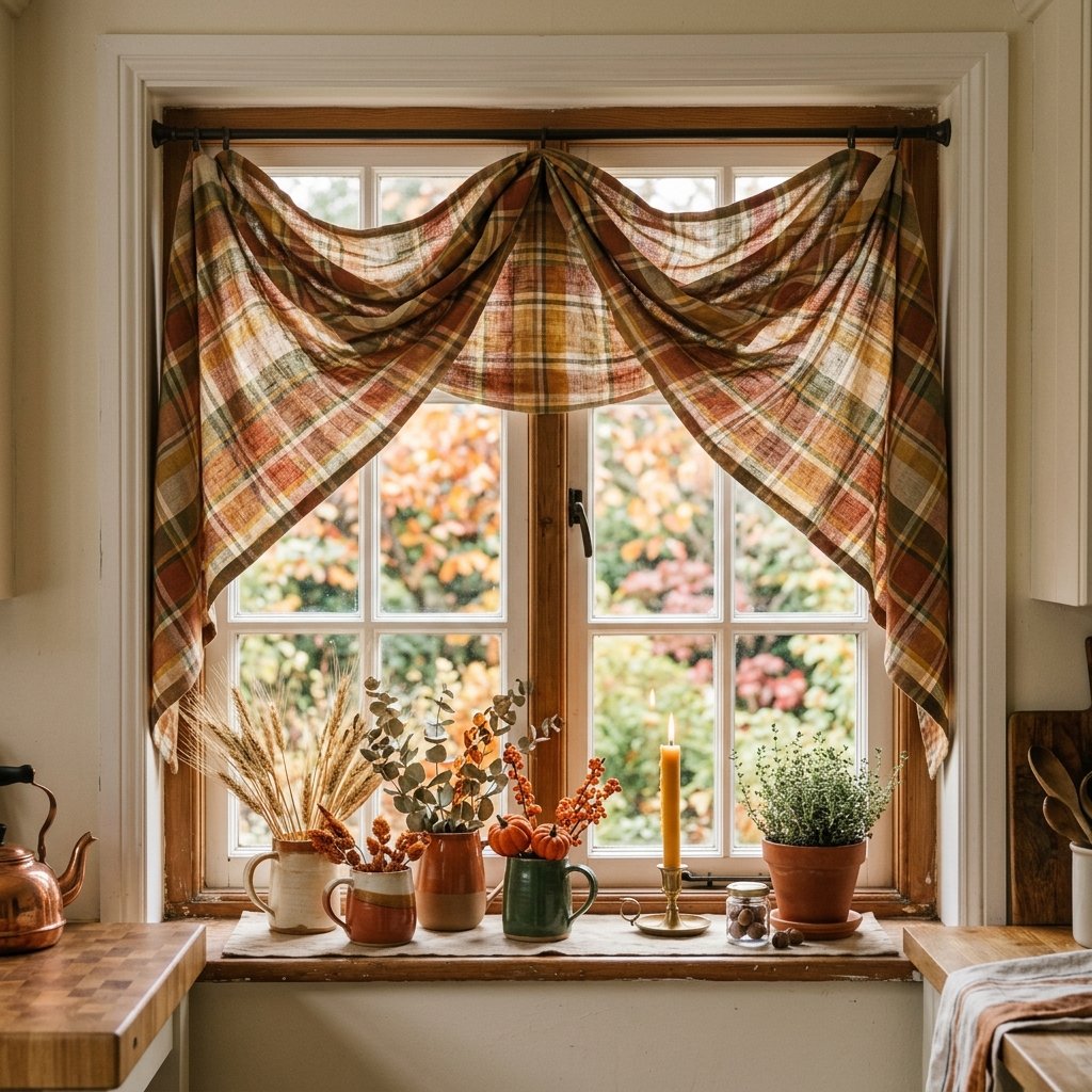 Window Treatment with Fall Fabric Ideas