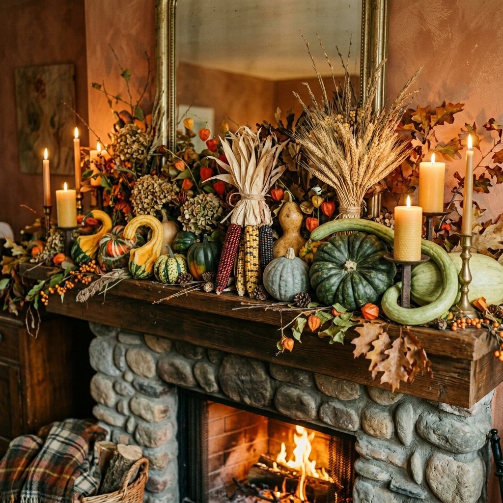 32 Fall Mantle Decor Ideas That Actually Work: Rustic to Modern Styles 22 No-Pumpkin Fall Mantle decor Ideas