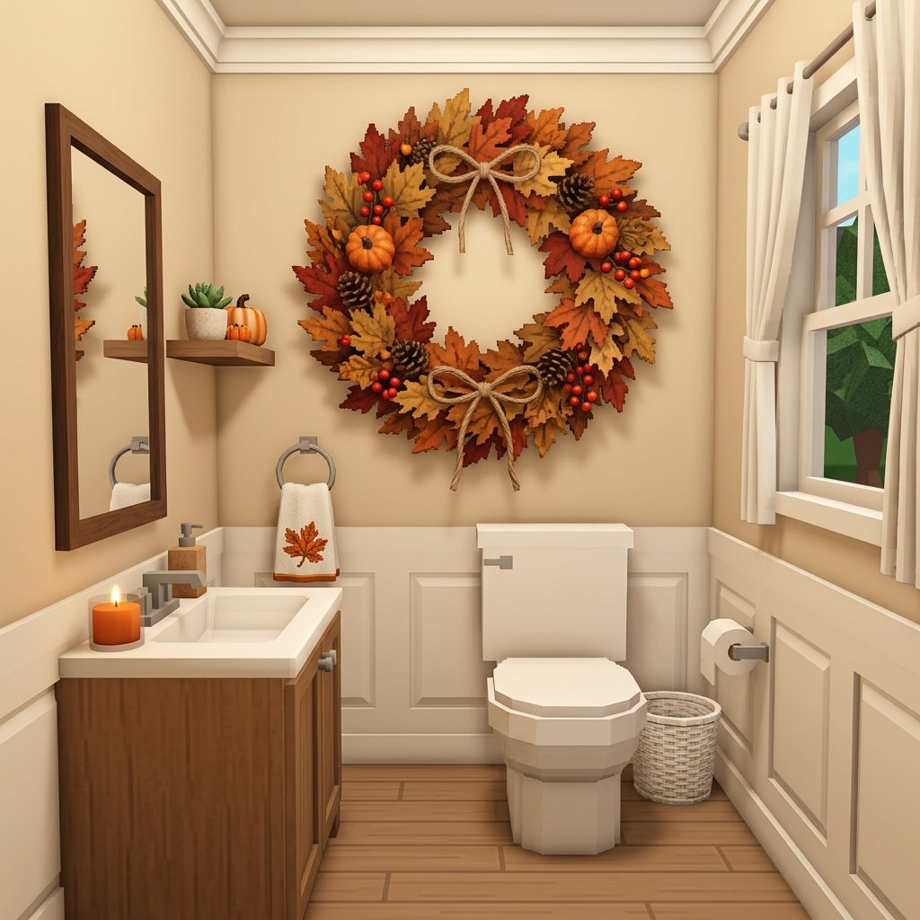 Fall Wreath Bathroom Decor