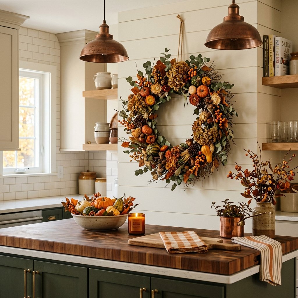 Fall Wreath as Island Backdrop Ideas