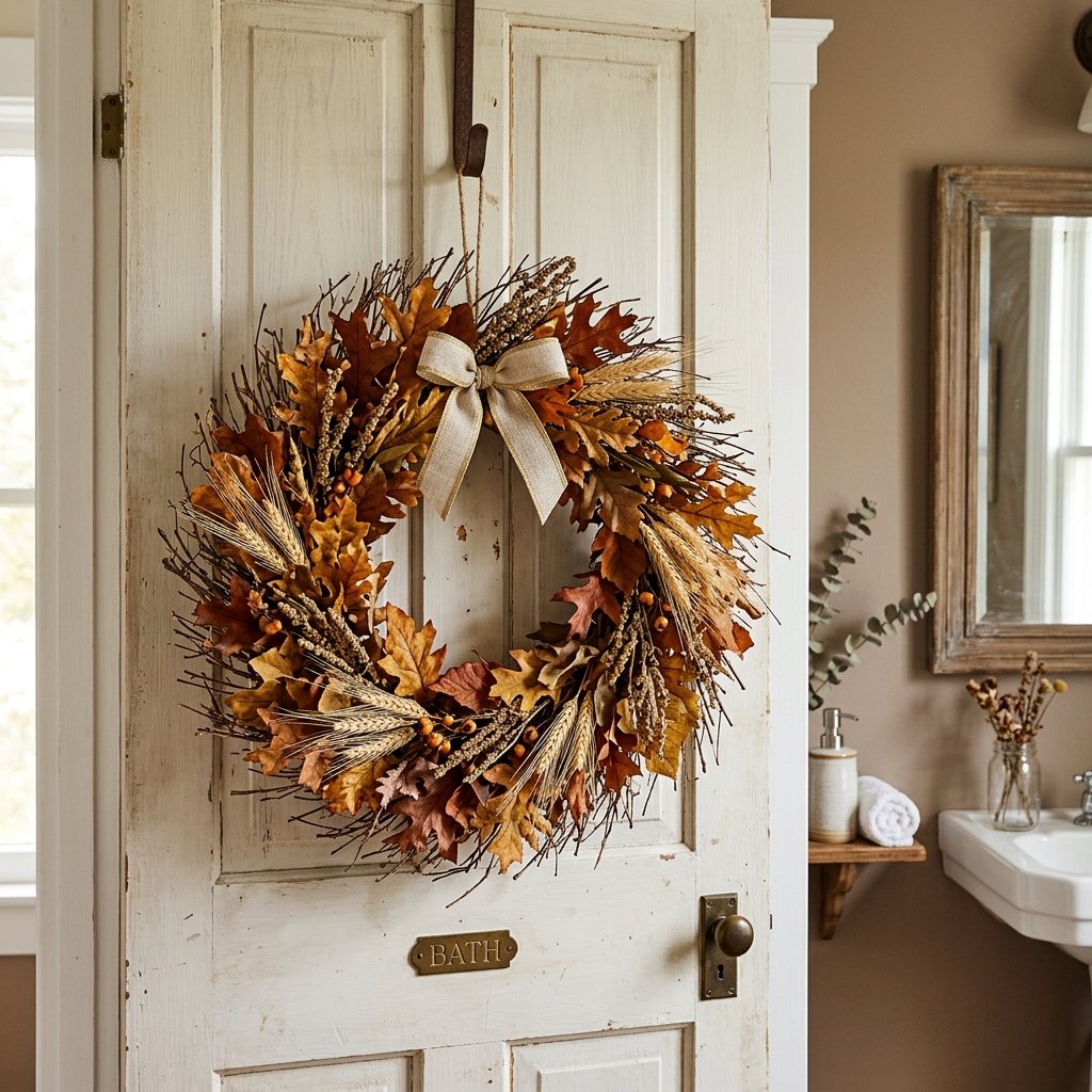 DIY Fall Bathroom decor Wreath Idea