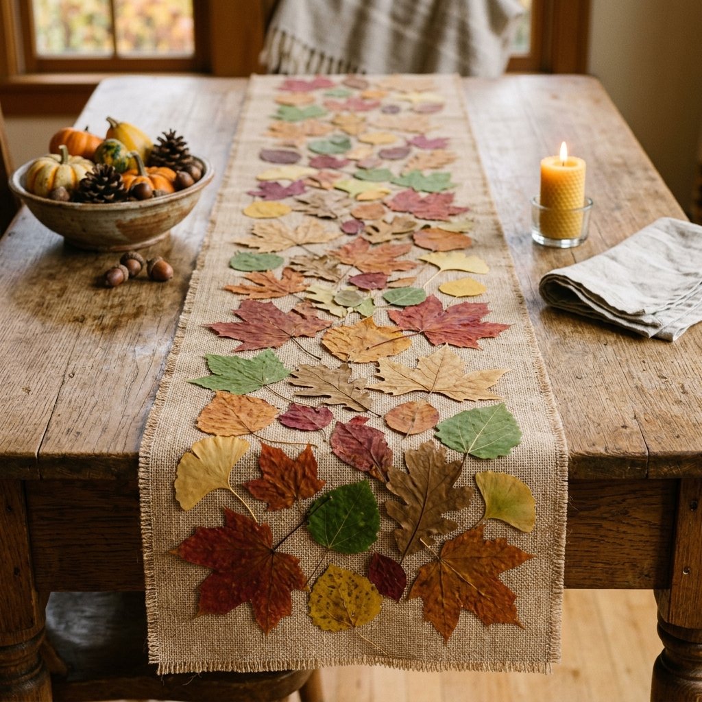 DIY Fall Table Runner from Autumn Leaves
