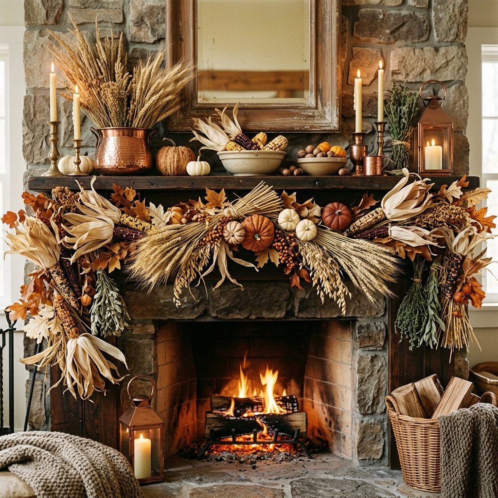 32 Fall Mantle Decor Ideas That Actually Work: Rustic to Modern Styles 24 Harvest Season Styling Ideas