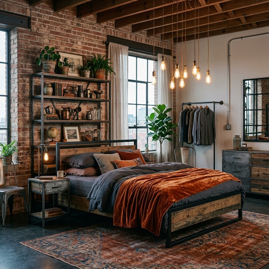 31 Fall Themed Bedroom: Transform Your Space Into a Cozy Autumn Sanctuary 22 Industrial Fall themed bedroom Ideas