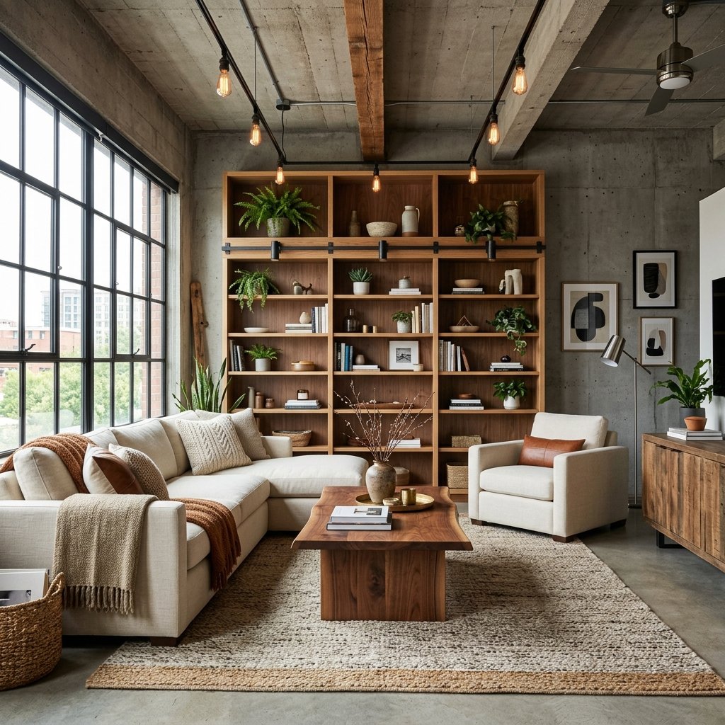 Modern Living Room Color Ideas: 30 Stunning Palettes for Your Home 24 Concrete Gray Walls with Warm Wood