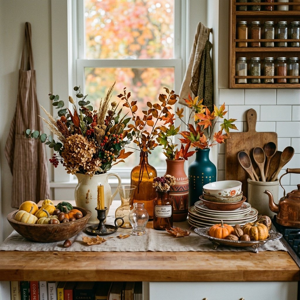 Thrifted and Upcycled Fall Kitchen Countertop Decor Ideas