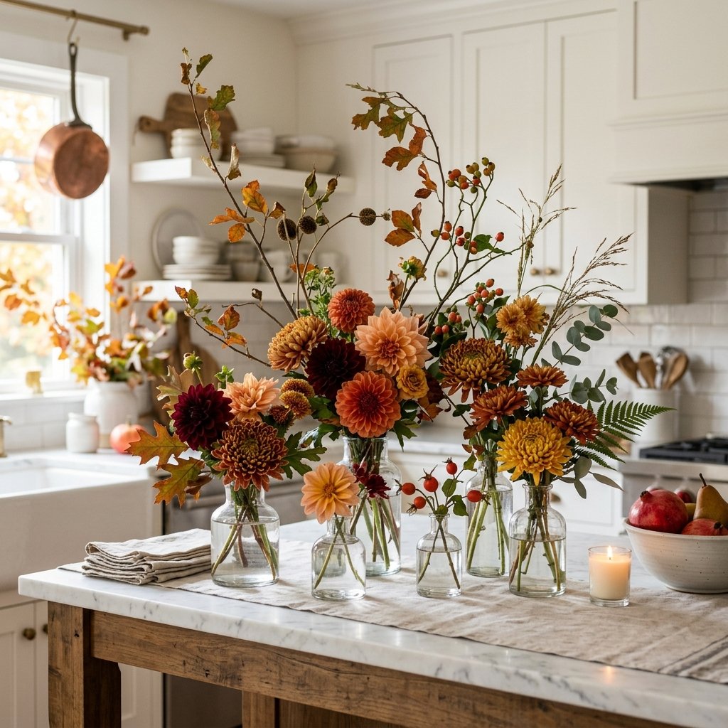 Kitchen Island Decor: Flower and Foliage Ideas