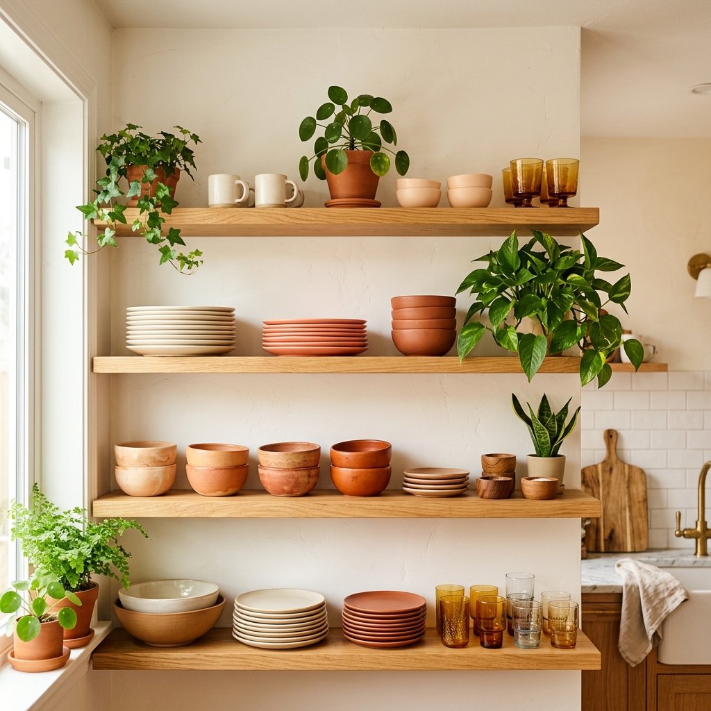 32 Fall Kitchen Decor Ideas: Transform Your Space Into Autumn's Coziest Room 23 Autumn Kitchen Open Shelving Ideas
