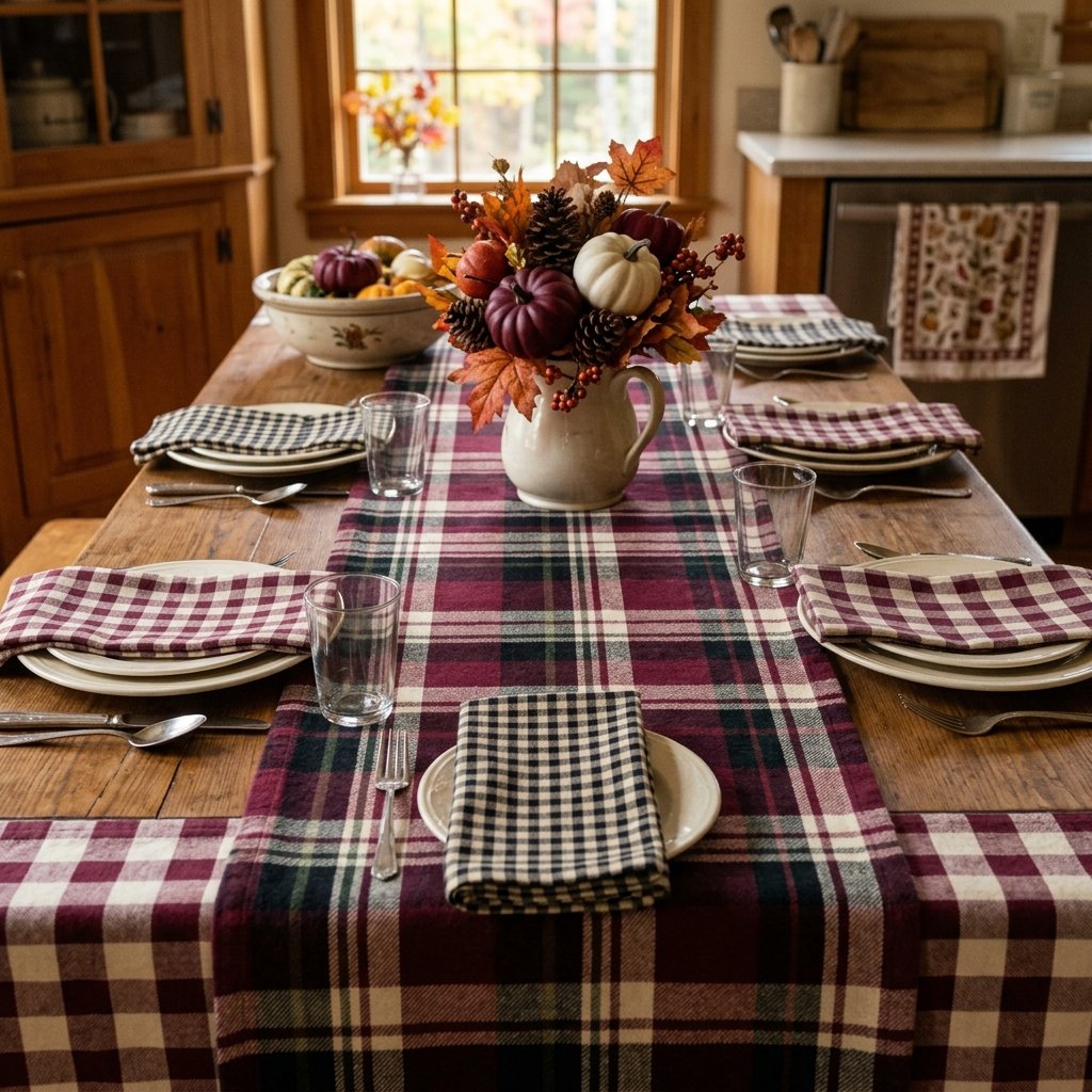 Plaid and Checkered Pattern Fall Table Ideas