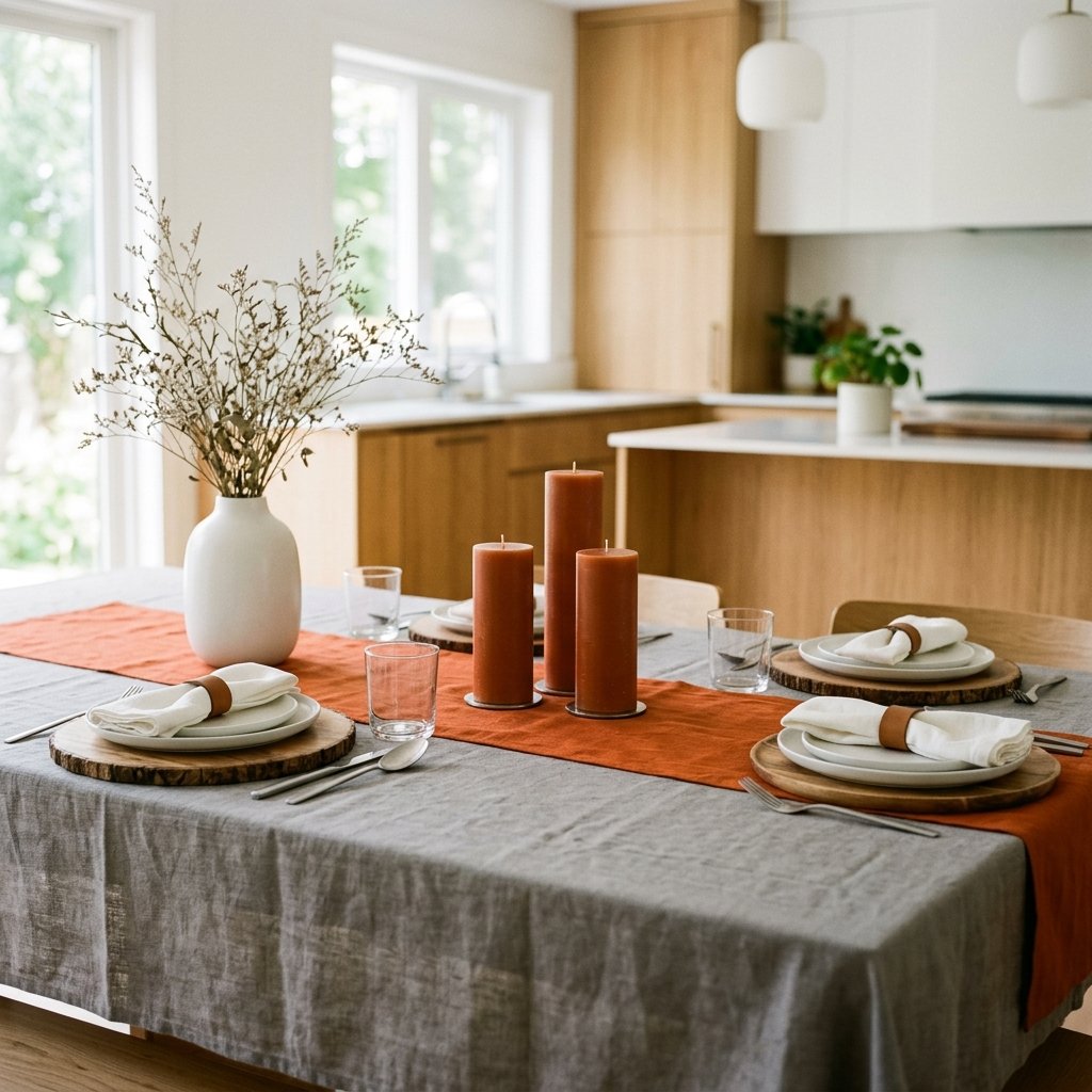 Minimalist Fall kitchen table decor Setup with Single Color Focus