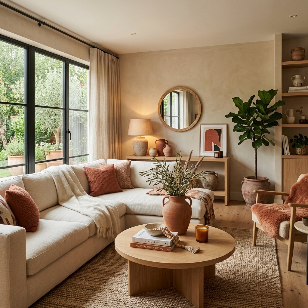 Modern Living Room Color Ideas: 30 Stunning Palettes for Your Home 7 Warm Beige with Terracotta Touches