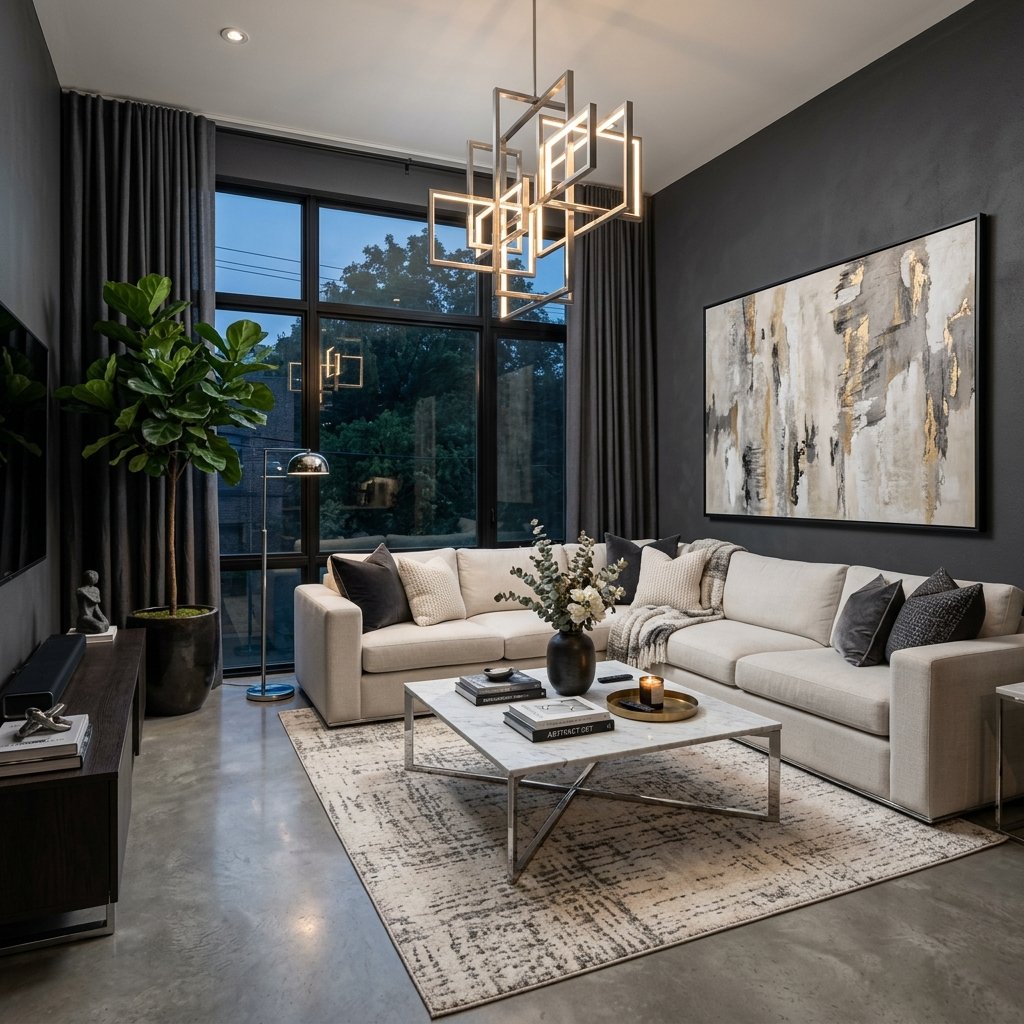 Modern Living Room Color Ideas: 30 Stunning Palettes for Your Home 4 Charcoal Walls with Cream Accents