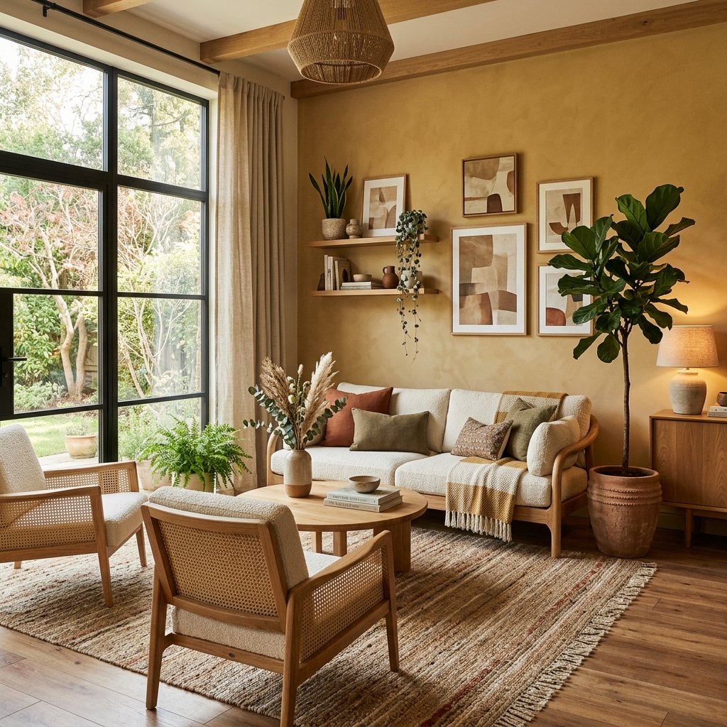 Modern Living Room Color Ideas: 30 Stunning Palettes for Your Home 15 Muted Ochre for Earthy Modern Vibes