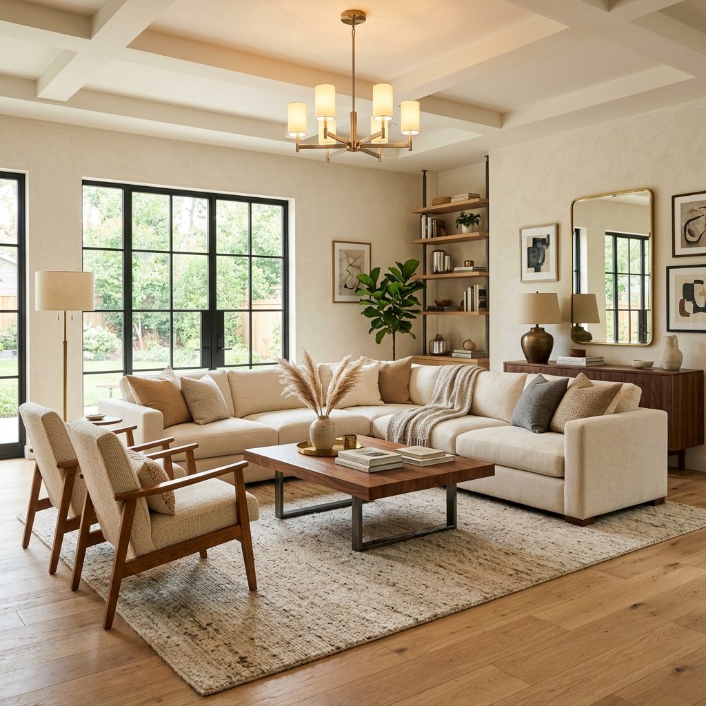 Modern Living Room Color Ideas: 30 Stunning Palettes for Your Home 13 Warm Cream with Wood and Metal