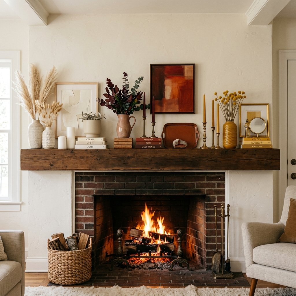 32 Fall Mantle Decor Ideas That Actually Work: Rustic to Modern Styles 19 Color Blocking Mantle Ideas