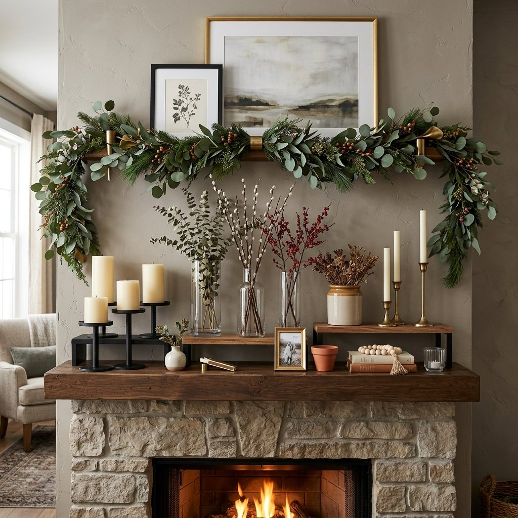 32 Fall Mantle Decor Ideas That Actually Work: Rustic to Modern Styles 15 Mantle Layering and Depth Ideas