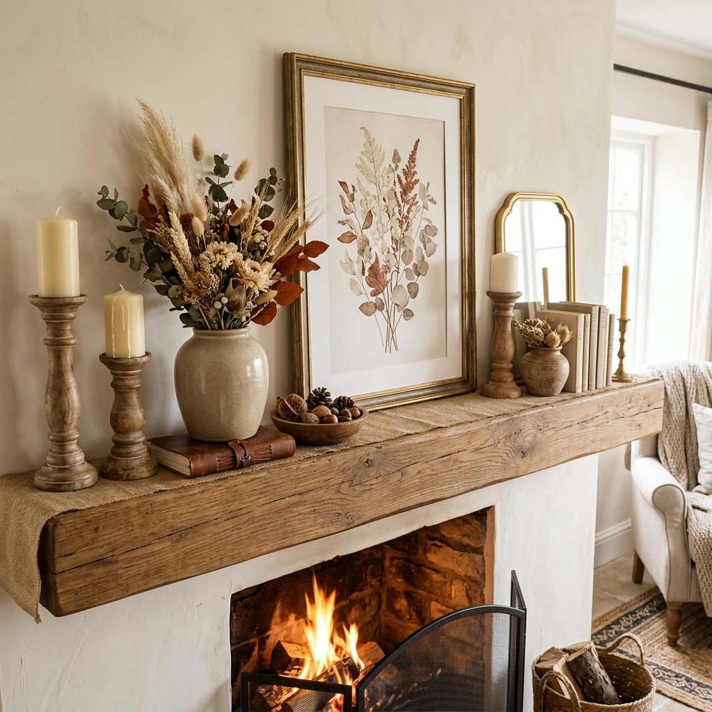 32 Fall Mantle Decor Ideas That Actually Work: Rustic to Modern Styles 11 Warm Neutral Mantle Palette Ideas