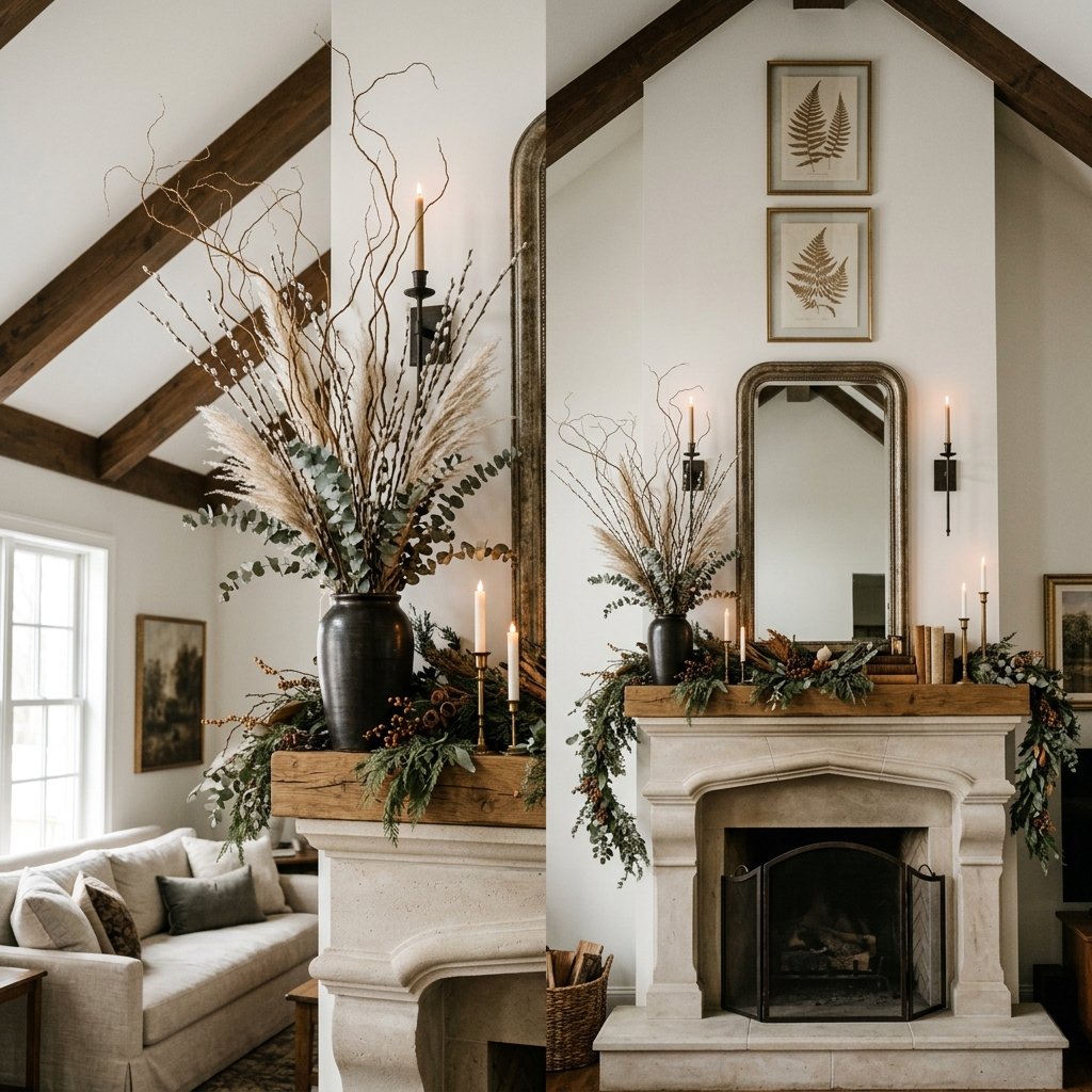 32 Fall Mantle Decor Ideas That Actually Work: Rustic to Modern Styles 31 Tall Mantle Space Ideas