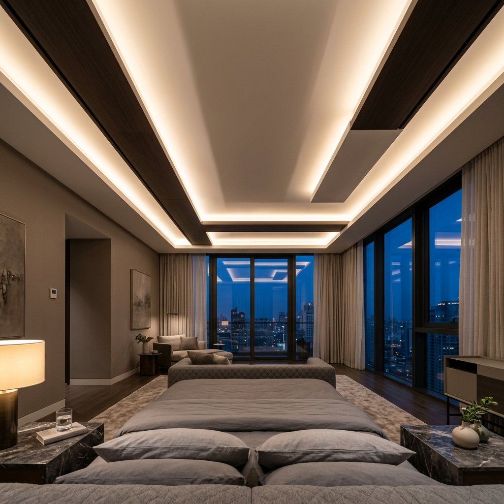 Recessed Lighting Integrated Bedroom Ceiling Ideas