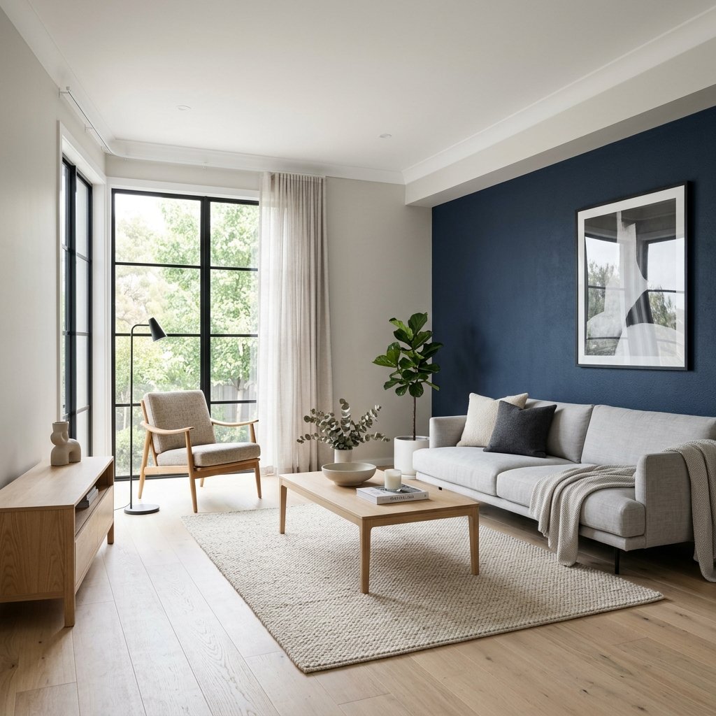 Modern Living Room Color Ideas: 30 Stunning Palettes for Your Home 23 Minimalist Palette with Single Accent Wall